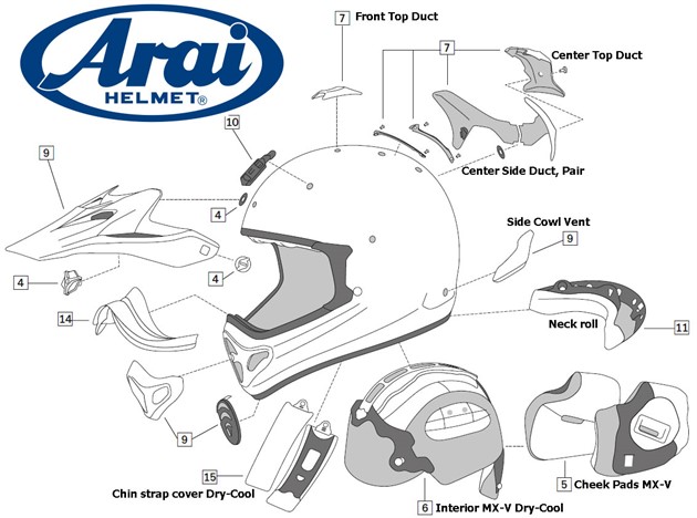 Arai MX-V Reservdelar